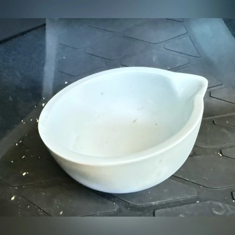Crate & Barrel white mixing bowl for mixer with spout